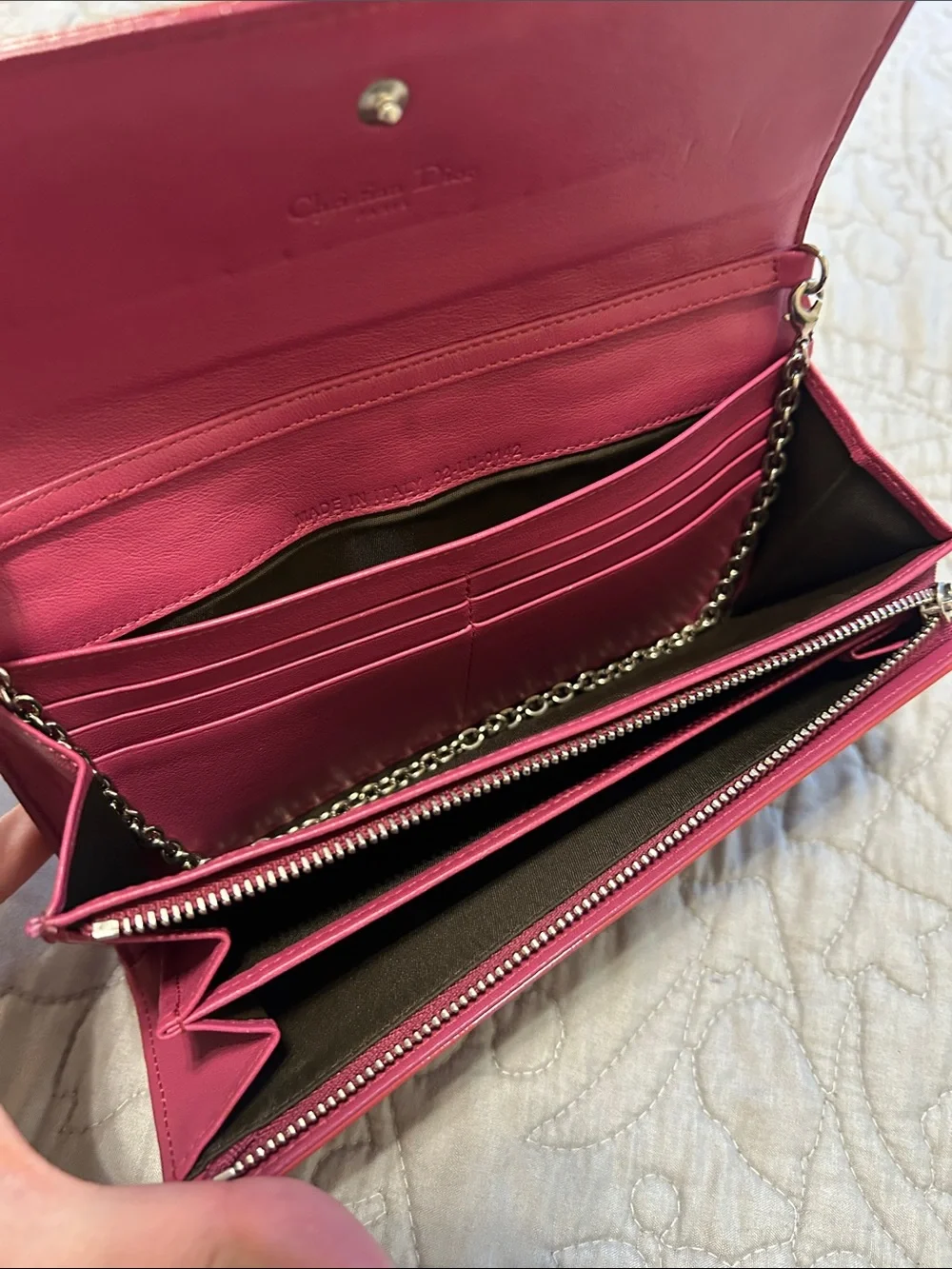 Dior Red Patent Quilted Envelope Wallet
